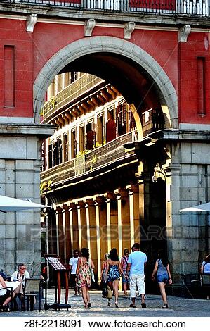 One of the arches of the square. Plaza Mayor. Madrid, Spain. View Large Photo Image Stock Image - One of the arches of the square. Plaza Mayor. Madrid, Spain.. Fotosearch