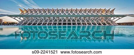 Panoramic view of the El Museu de les Ciencies Principe Felipe (Science Museum), located in the City of Arts and Sciences, designed by the Architect Santiago Calatrava Valls in Ciutata de les Arts i les Ciencies, Valencia, Valencian Community, Spain. View Large Photo Image Stock Image - Panoramic view of the El Museu de les Ciencies Principe Felipe (Science Museum), located in the City of Arts and Sciences, designed by the Architect Santiago Calatrava Valls in Ciutata de les Arts i les Ciencies, Valencia, Valencian Community, Spain.. Fotosearch