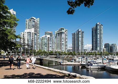 pedestrian and bicycling path on the seawall around the north shore of False Creek, Vancouver, BC, Canada. View Large Photo Image Picture - pedestrian and bicycling path on the seawall around the north shore of False Creek, Vancouver, BC, Canada.. Fotosearch