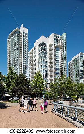 pedestrian and bicycling path on the seawall around the north shore of False Creek, Vancouver, BC, Canada. View Large Photo Image Stock Image - pedestrian and bicycling path on the seawall around the north shore of False Creek, Vancouver, BC, Canada.. Fotosearch