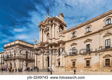 Piazza Duomo, Cathedral of Syracuse in the historic center of Syracuse. The old town is located on Ortigia Island in the Ionian Sea, Syracuse, Sicily, Italy, Europe. View Large Photo Image Stock Image - Piazza Duomo, Cathedral of Syracuse in the historic center of Syracuse. The old town is located on Ortigia Island in the Ionian Sea, Syracuse, Sicily, Italy, Europe.. Fotosearch