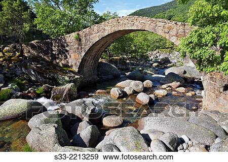Stock Photo - Puerto bridge in Santa Maria gorge. Sierra de Gredos. Candeleda. Avila. Castilla Leon. Spain.. Fotosearch
