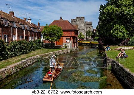 Punting on the River Stour, Canterbury, Kent, UK. View Large Photo Image Stock Image - Punting on the River Stour, Canterbury, Kent, UK.. Fotosearch