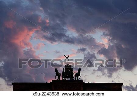 Quadriga Silhouette on Brandenburg Gate in Berlin, Germany, Europe. View Large Photo Image Stock Photo - Quadriga Silhouette on Brandenburg Gate in Berlin, Germany, Europe.. Fotosearch