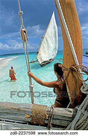 sailing traditional dhow. View Large Photo Image Stock Photo - sailing traditional dhow.. Fotosearch