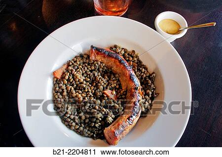 Sausage from Toulouse and lentils, France View Large Photo Image Stock Image - Sausage from Toulouse and lentils, France. Fotosearch