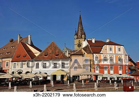 Small Square of Sibiu, Transylvania, Romania, Southeastern and Central Europe. View Large Photo Image Stock Photo - Small Square of Sibiu, Transylvania, Romania, Southeastern and Central Europe.. Fotosearch