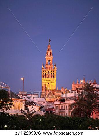 Spain, Andalusia, Seville, Cathedral, Giralda, skyline,. View Large Photo Image Stock Photograph - Spain, Andalusia, Seville, Cathedral, Giralda, skyline,.. Fotosearch
