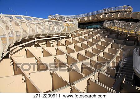 Stock Image - Spain, Andalusia, Seville, Metropol Parasol, wooden structure, JŸrgen Mayer-Hermann architect,.. Fotosearch