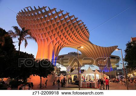 Spain, Andalusia, Seville, Metropol Parasol, wooden structure, JŸrgen Mayer-Hermann architect,. View Large Photo Image Stock Photo - Spain, Andalusia, Seville, Metropol Parasol, wooden structure, JŸrgen Mayer-Hermann architect,.. Fotosearch