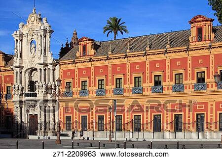 Spain, Andalusia, Seville, Palacio de San Telmo, palace,. View Large Photo Image Stock Image - Spain, Andalusia, Seville, Palacio de San Telmo, palace,.. Fotosearch