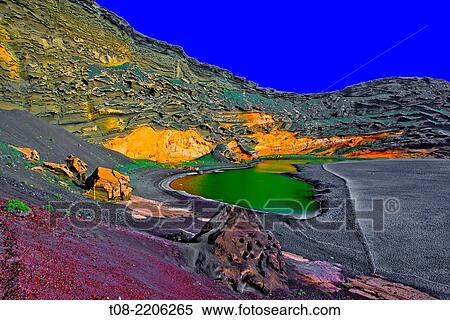 spain, canary islands, lanzarote: el golfo. View Large Photo Image Stock Photography - spain, canary islands, lanzarote: el golfo.. Fotosearch