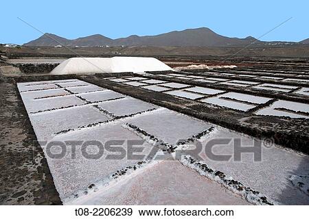 spain, canary islands, lanzarote: salinas de janubio, salt pan. View Large Photo Image Stock Photo - spain, canary islands, lanzarote: salinas de janubio, salt pan.. Fotosearch