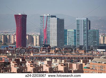 Spain, Catalonia, Barcelona metropoly, Hospitalet City Skyline, Europa Square Area. View Large Photo Image Stock Photo - Spain, Catalonia, Barcelona metropoly, Hospitalet City Skyline, Europa Square Area.. Fotosearch