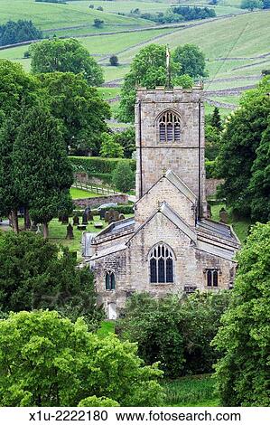 Stock Image - St Wilfrids Church in the Village of Burnsall in Wharfedale Yorkshire Dales England.. Fotosearch