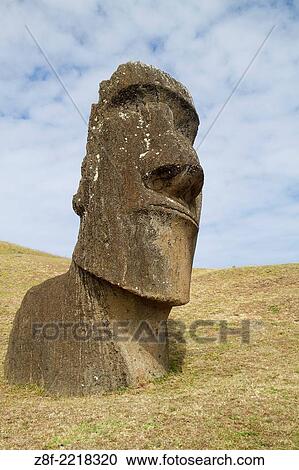 Statue called moai carved from volcanic tuff rock at the quarry on the slope of Rano Raraku, an extinct volcano. View Large Photo Image Stock Image - Statue called moai carved from volcanic tuff rock at the quarry on the slope of Rano Raraku, an extinct volcano.. Fotosearch