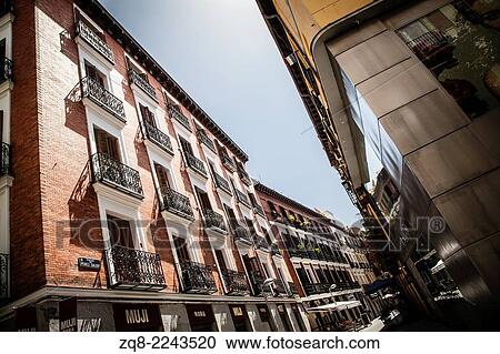 Stock Image - Streets and buildings in Madrid, Spain.. Fotosearch
