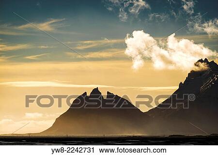 Sunset over Mt Eystrahorn, Stokksnes, Eastern Iceland. View Large Photo Image Stock Image - Sunset over Mt Eystrahorn, Stokksnes, Eastern Iceland.. Fotosearch