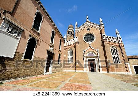 The gothic style facade of Madonna dell´Orto church - sestiere Cannareggio, Venice - Italy. View Large Photo Image Stock Photo - The gothic style facade of Madonna dell´Orto church - sestiere Cannareggio, Venice - Italy.. Fotosearch