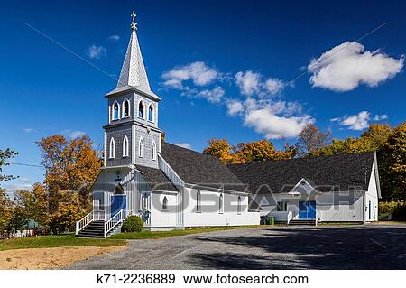 Stock Photo - The Grace Anglican Church at Arundel, Quebec, Canada.. Fotosearch