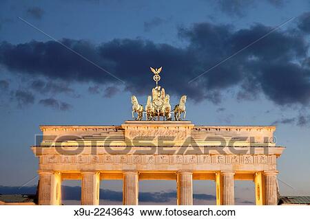 the illuminated Brandenburg Gate and square Pariser Platz in Berlin, Germany, Europe. View Large Photo Image Stock Image - the illuminated Brandenburg Gate and square Pariser Platz in Berlin, Germany, Europe.. Fotosearch
