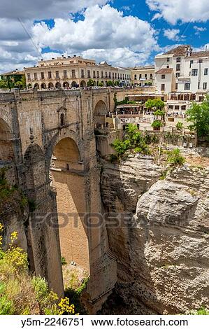 The Puente Nuevo bridge over Guadalevín River in El Tajo gorge, Ronda, Malaga province, Andalusia, Spain, Europe. View Large Photo Image Stock Image - The Puente Nuevo bridge over Guadalevín River in El Tajo gorge, Ronda, Malaga province, Andalusia, Spain, Europe.. Fotosearch