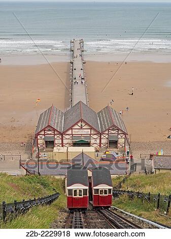 The water-driven passenger carrying tramway up the cliffs at Saltburn, North Yorkshire coast, UK. View Large Photo Image Stock Photo - The water-driven passenger carrying tramway up the cliffs at Saltburn, North Yorkshire coast, UK.. Fotosearch