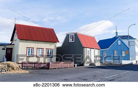 Traditional icelandic houses in Eyrarbakki dating back to the beginning of the 20th century. europe, northern europe, scandinavia, iceland, March. View Large Photo Image Stock Photograph - Traditional icelandic houses in Eyrarbakki dating back to the beginning of the 20th century. europe, northern europe, scandinavia, iceland, March.. Fotosearch