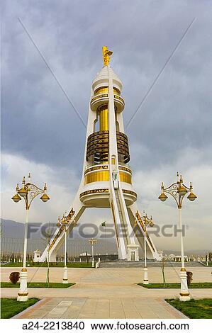 Turkmenistan, Ashgabat City, Monument to Neutrality. View Large Photo Image Stock Image - Turkmenistan, Ashgabat City, Monument to Neutrality.. Fotosearch