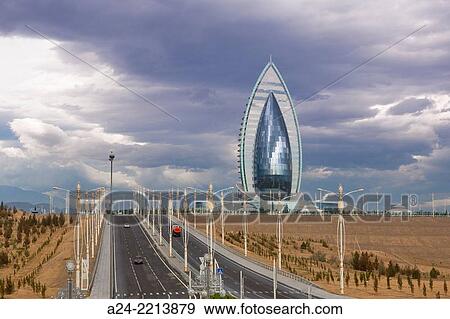 Turkmenistan, Ashgabat City, New Hotel next to the Wedding Palace. View Large Photo Image Stock Photo - Turkmenistan, Ashgabat City, New Hotel next to the Wedding Palace.. Fotosearch