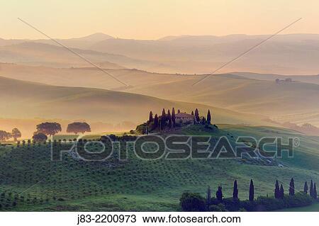Typical Tuscan farmhouse with cypress trees, Val d´Orcia, Orcia Valley, Tuscany Landscape, UNESCO world heritage site, San Quirico d´Orcia, Siena Province, Tuscany, Italy. View Large Photo Image Stock Image - Typical Tuscan farmhouse with cypress trees, Val d´Orcia, Orcia Valley, Tuscany Landscape, UNESCO world heritage site, San Quirico d´Orcia, Siena Province, Tuscany, Italy.. Fotosearch
