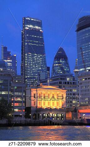 Stock Photo - UK, England, London, City, skyline, skyscrapers, Thames River, Fishmongers´ Hall.. Fotosearch