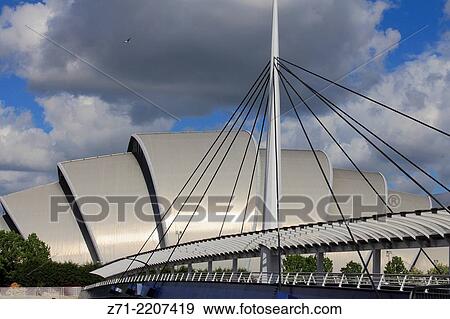 Stock Photo - UK, Scotland, Glasgow, Clyde Auditorium, The Armadillo, Bell´s Bridge,.. Fotosearch
