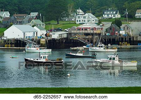 Stock Photo - USA, Maine, Christmas Cove, lobster boats.. Fotosearch