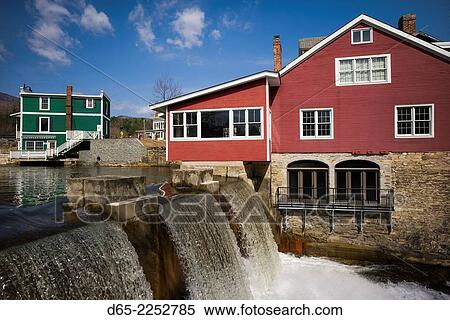 USA, Manchester Center, town falls. View Large Photo Image Stock Photography - USA, Manchester Center, town falls.. Fotosearch