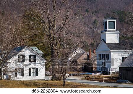 Picture - USA, Vermont, Plymouth, Birthplace of former US President Calvin Coolidge, 30th US president, Coolidge family home, elevated view.. Fotosearch