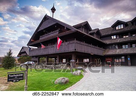 USA, Vermont, Stowe, Trapp Family Lodge, hotel owned by the von Trapp Family whose story was told in the film, Sound of Music, dusk. View Large Photo Image Stock Photo - USA, Vermont, Stowe, Trapp Family Lodge, hotel owned by the von Trapp Family whose story was told in the film, Sound of Music, dusk.. Fotosearch