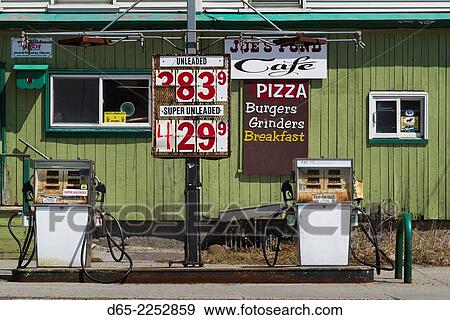 USA, Vermont, West Danville, old gas station. View Large Photo Image Stock Photo - USA, Vermont, West Danville, old gas station.. Fotosearch