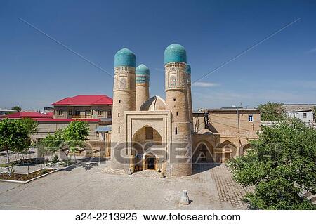 Uzbekistan, Bukhara City, Chor Minor Madrassah, (W. H. ). View Large Photo Image Stock Photography - Uzbekistan, Bukhara City, Chor Minor Madrassah, (W. H. ).. Fotosearch