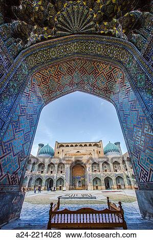 Stock Photo - Uzbekistan, Samarkand City (W. H. ), Sherdhor Madrasa.. Fotosearch