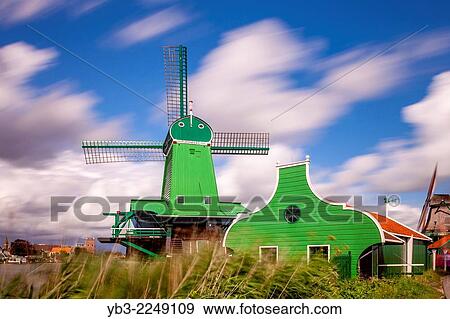 Windmills at Zaanse Schans, Amsterdam, Holland. View Large Photo Image Stock Photo - Windmills at Zaanse Schans, Amsterdam, Holland.. Fotosearch