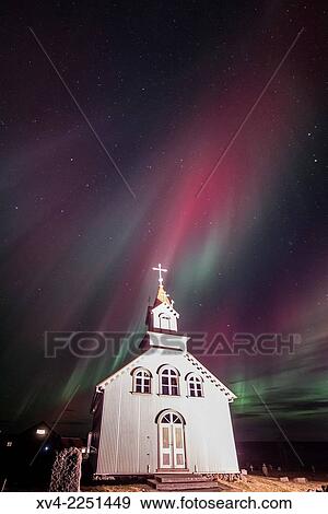 Winter Icelandic landscape with Northern lights background. Iceland. View Large Photo Image Stock Photo - Winter Icelandic landscape with Northern lights background. Iceland.. Fotosearch