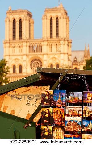 Bouquiniste. Bookstall. Notre Dame Cathedral. Paris. France. View Large Photo Image Stock Image - Bouquiniste. Bookstall. Notre Dame Cathedral. Paris. France.. Fotosearch