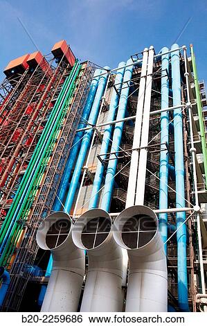 Stock Photograph - Centre George Pompidou. Musee National dÂ´Art Moderne. Paris. France.. Fotosearch