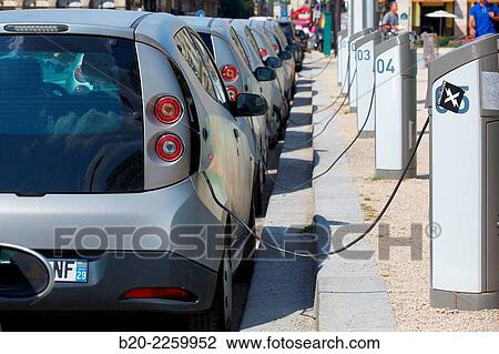 Stock Image - Electric cars. Paris. France.. Fotosearch