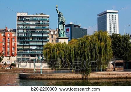 Ile aux Cygnes. Statue of Liberty. Seine river. Paris. France. View Large Photo Image Stock Image - Ile aux Cygnes. Statue of Liberty. Seine river. Paris. France.. Fotosearch