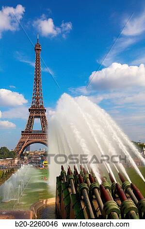 Stock Photograph - Jardins du Trocadero. Eiffel tower. Paris. France.. Fotosearch