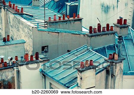 Parisian rooftops and chimneys. Latin Quartier. Paris. France. View Large Photo Image Stock Photo - Parisian rooftops and chimneys. Latin Quartier. Paris. France.. Fotosearch