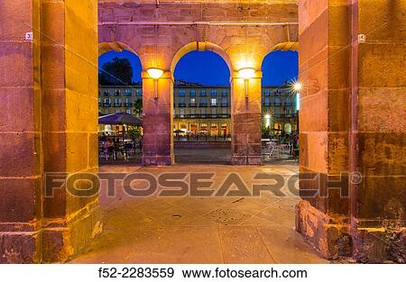 Stock Photo - Plaza Nueva or Plaza Barria (New Square) of Bilbao, Bilbao, Bizkaia, Basque Country, Spain, Europe.. Fotosearch