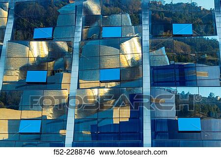 Stock Photograph - Reflections, Gugghenheim museum, Bilbao, The Basque Country, Spain, Europe.. Fotosearch